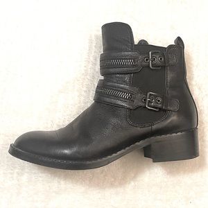 Kenneth Cole ‘Gentle Souls’ Black Leather Ankle Booties